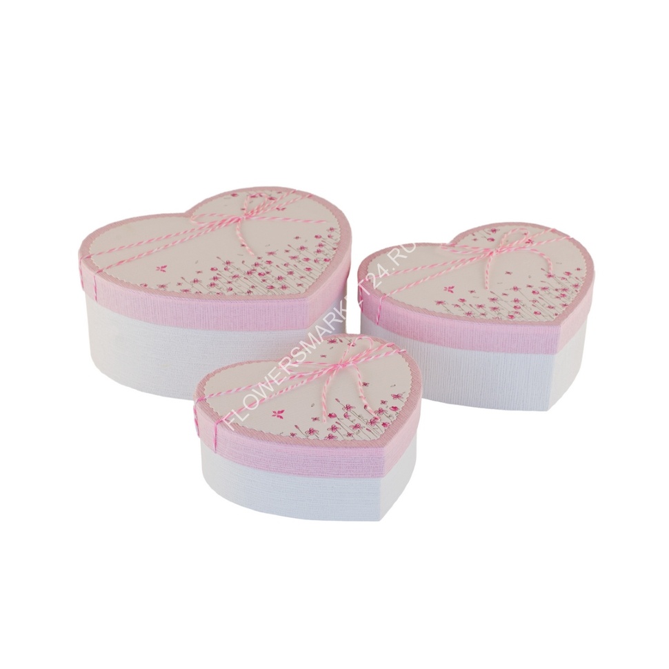 Подарочная коробка Сердце (цвет: белый / розовый)